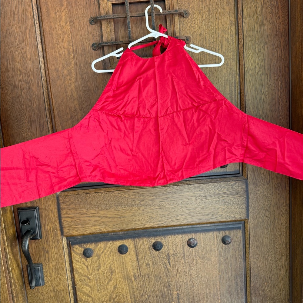 Red opened back crop top 100% silk size S, M, L